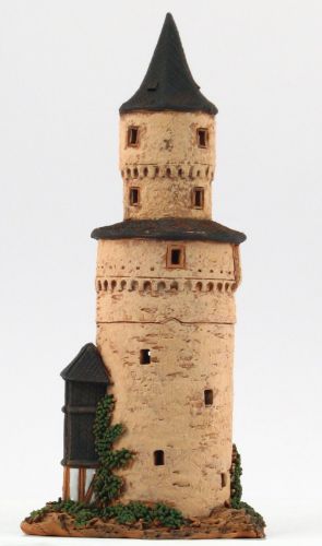 Ceramic Tealight Candle Holder | Room Decoration | Collectible miniature of Witches Tower in Idstein, germany | C259N © Midene