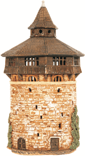 Ceramic Tealight Candle Holder | Room Decoration | Collectible miniature of Dicker-Turm Tower in Esslingen, Germany | C300N* © Midene