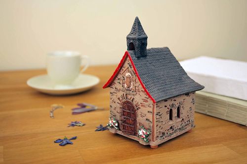 Midene Ceramic Tea Light House Candle Holder. Germany, Chapel in Cochem Small Size A277N