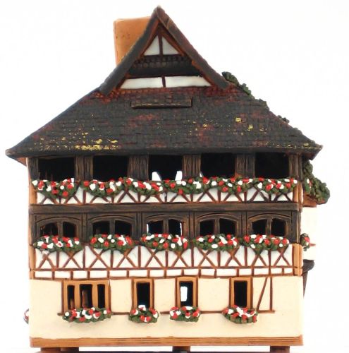 Ceramic Tealight Candle Holder | Room Decoration | Collectible miniature of Maison des Tanneurs, Strasbourg, Alsace | D287AR* © Midene