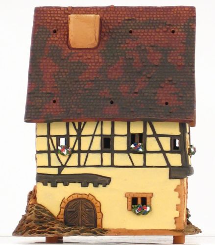 Ceramic Tealight Candle Holder | Room Decoration | Collectible miniature of House in Kaysersberg, Alsace | D315AR* © Midene