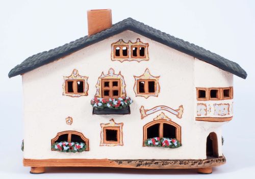 Ceramic Tealight Candle Holder | Room Decoration | Collectible miniature of Schmuckastl House in Seefeld, Austria | C311AR* © Midene