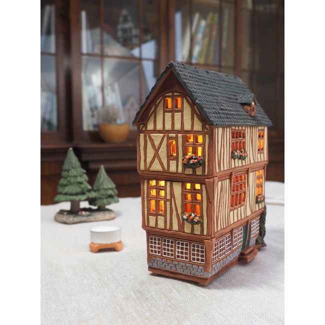 Midene Ceramic Art Tealight Candle Holder Room Decoration Handcrafted Collectible Miniature Light House Cafe in Paris Monmartr Lapin AgileFrance B331N Midene Ceramic House Tea Light Candle Holder Home Decor