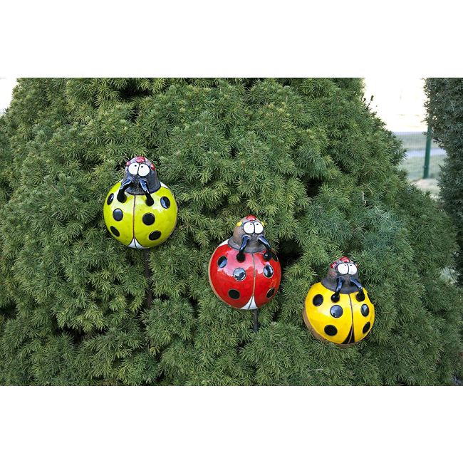 Garden stake Decoration Ladybug Handmade Ceramic Midene