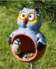 Bird Feeder Owl ceramic garden stake yard art garden art handmade Ceramic Garden Decor lawn Stake Funny Owl Vogelfutterhaus Midene