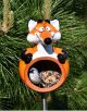 Handmade Ceramic Fox Bird Feeder Garden Stake: Whimsical Yard Art