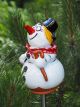 Midene Ceramic Garden Decor Snowman GKW30 Garden Stake Frostproof Handmade Hand-painted Lawn Stake Ceramic Garden Bal