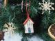Handcrafted Ceramic Hanging Miniature Houseb - Suspended by Thread for Christmas Tree