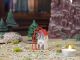 Handcrafted Ceramic Hanging Miniature House - Suspended by Thread for Christmas Tree