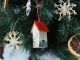 Handcrafted Ceramic Hanging Miniature House - Suspended by Thread for Christmas Tree
