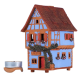 House from Winstub, France. Midene Ceramic Tea Light House Candle Holder Small Size B255AR-Blue