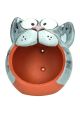 Handcrafted Funny Cat Ceramic Bird Feeder: Outdoor Garden Ornament with Stake