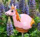 Ceramic Statue Unicorn Garden Stake H17cm-Pink